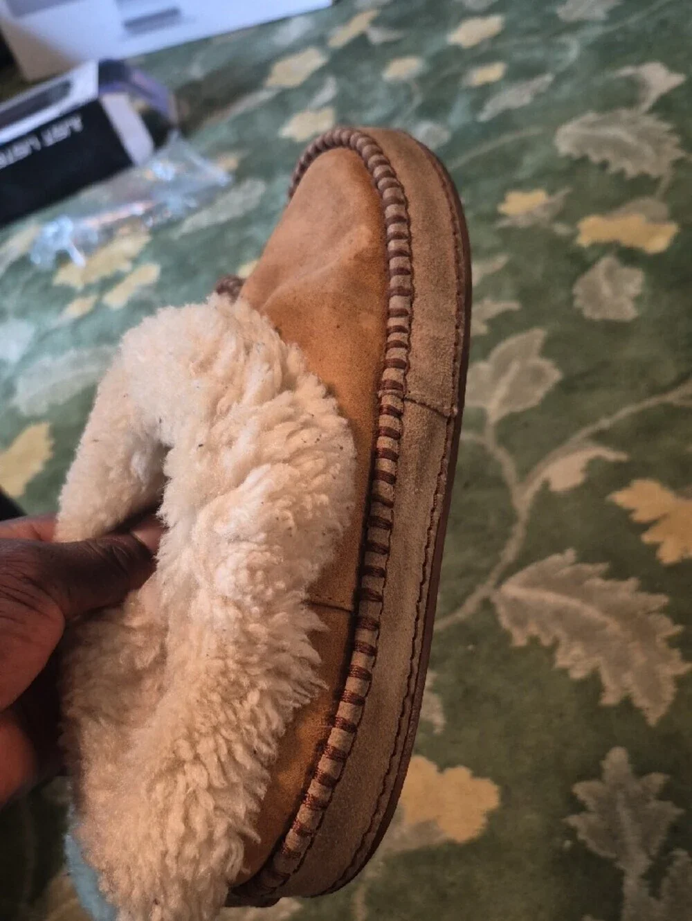 UGG Tan Suede Faux-Shearling Cuff Slip-On Winter Boots